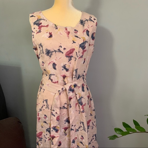 BELLAMBRA DUSTY PINK FLORAL LINEN MIDI DRESS SIZE L - Picture 7 of 10